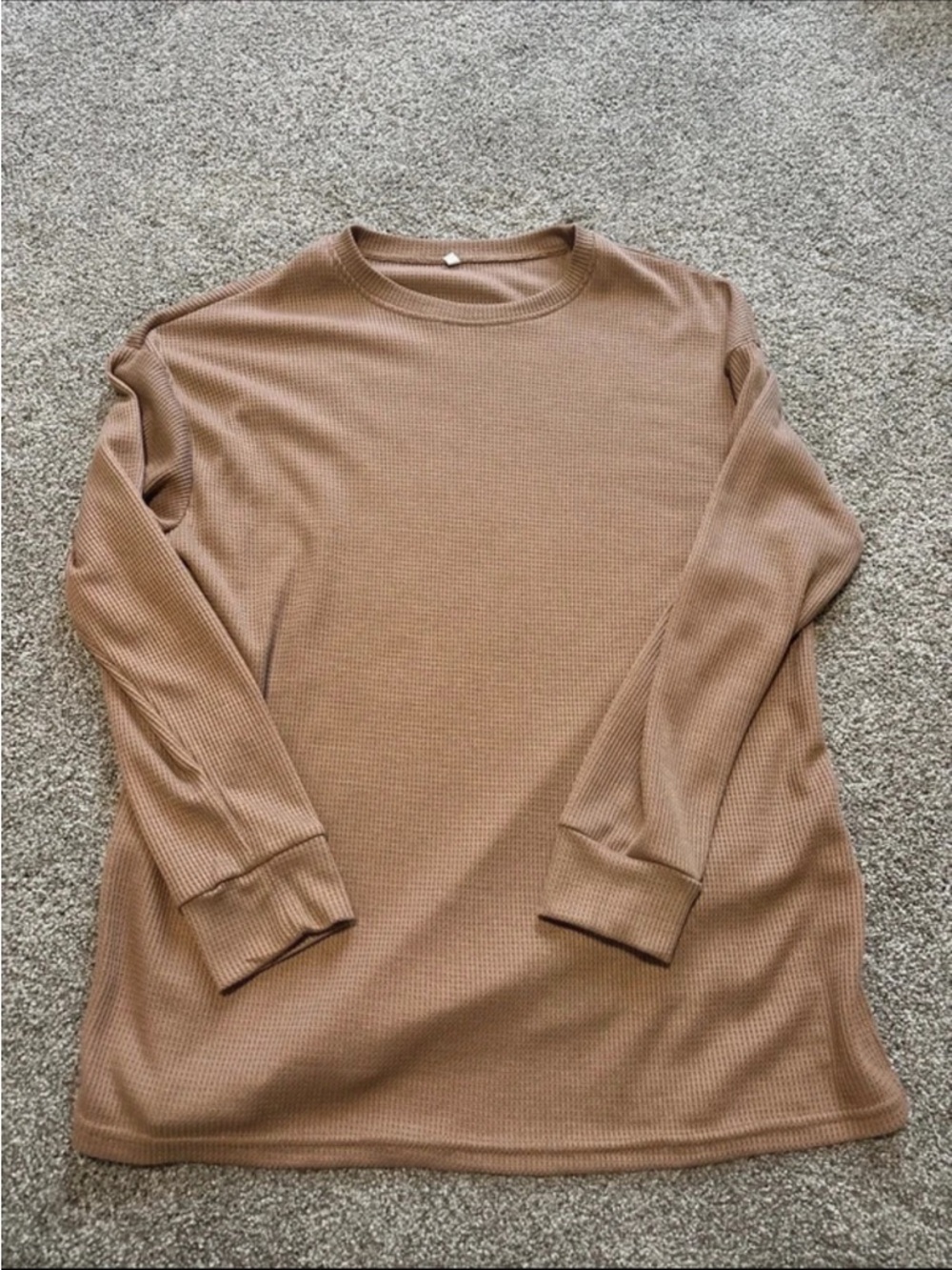 Women’s maternity Long Sleeve Waffle Knit Shirt - Tan